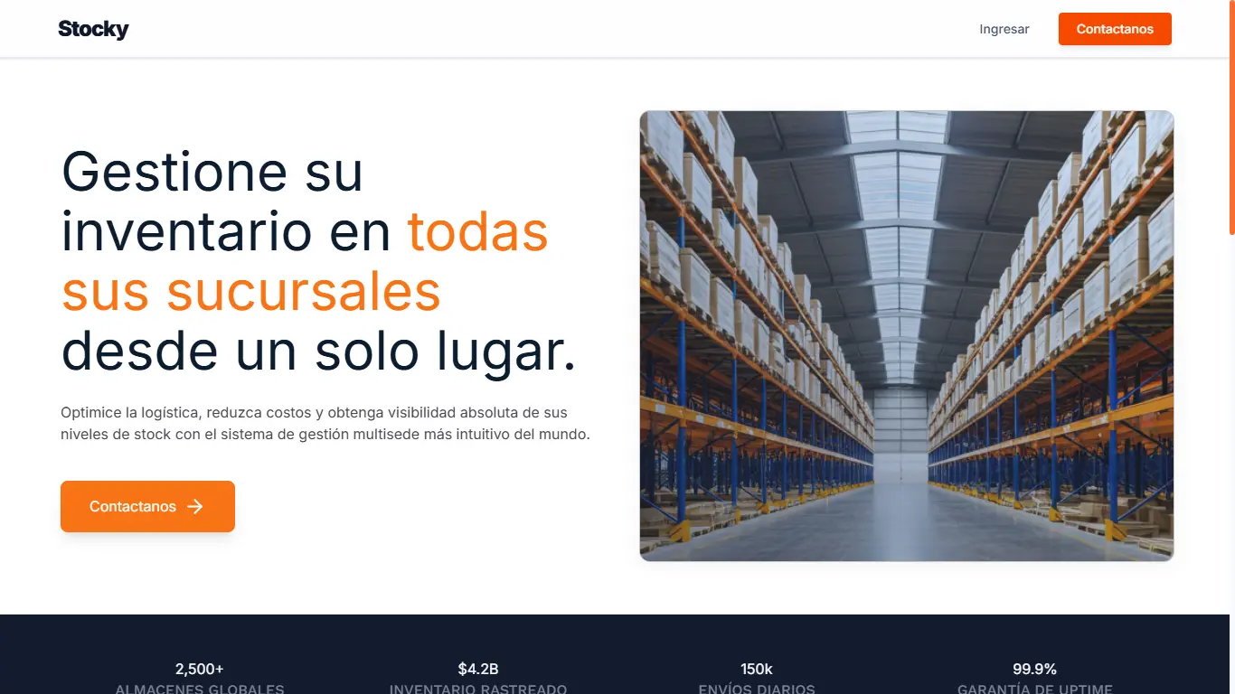 Captura del proyecto Stocky Frontend
